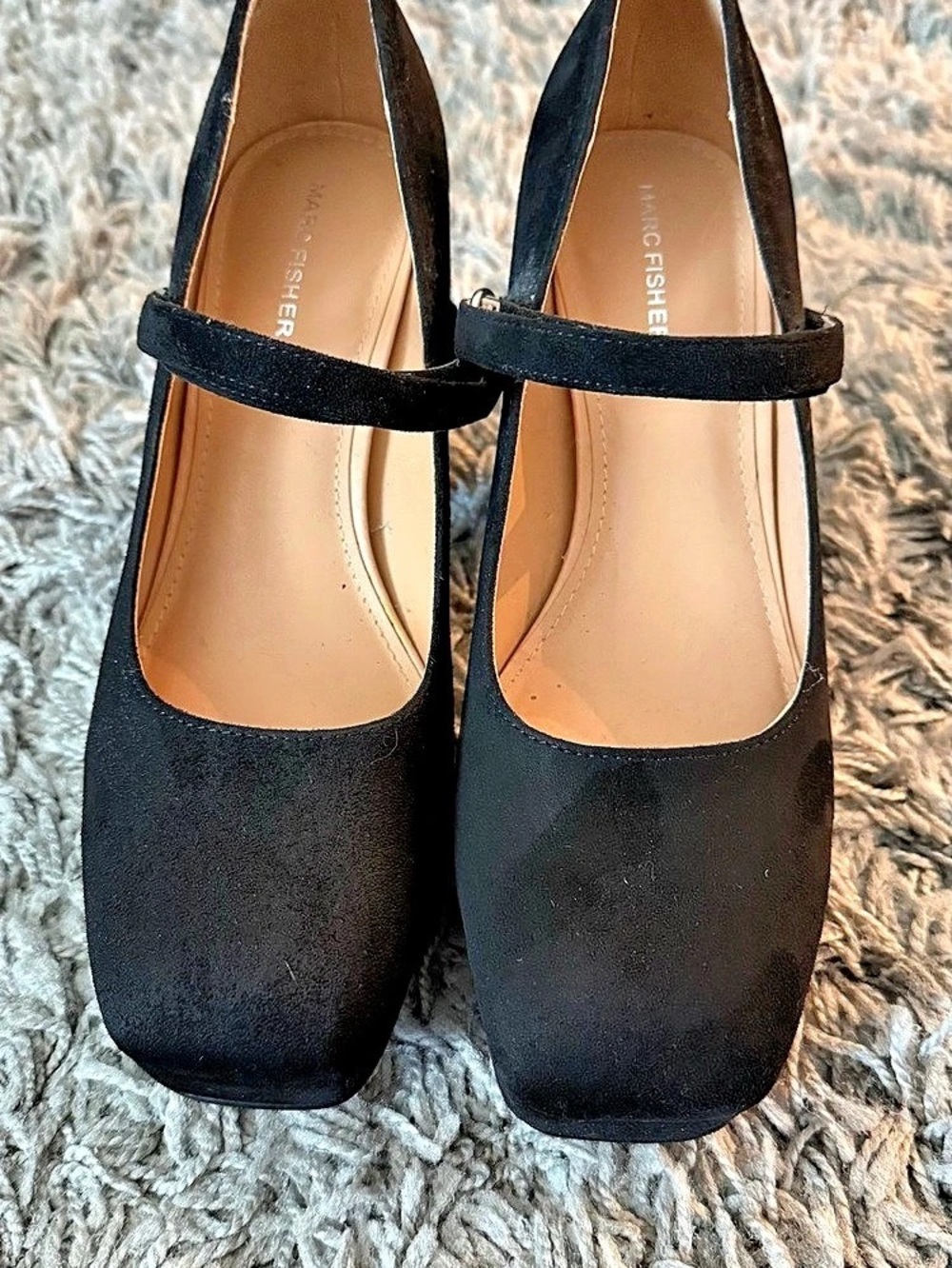 Marc Fisher Black Mary Jane Block Heel Pumps